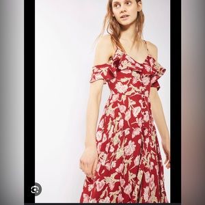 Topshop red floral dress
